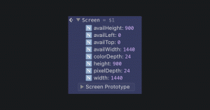 Содержимое объекта screen